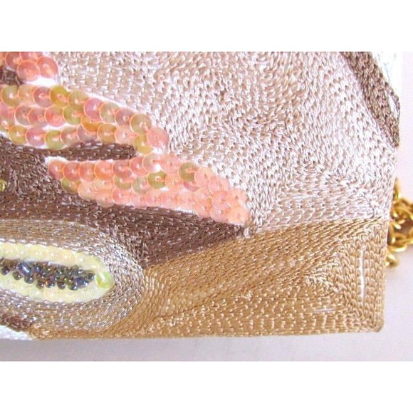 Women'Handbags FRANCHI MULTI COLOR CLUTCH/ GOLD TONE CHAIN SHOULDER STRAP - Picture 11 of 13